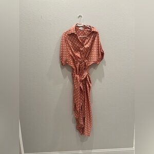 Pink Polka Dot Wrap Dress